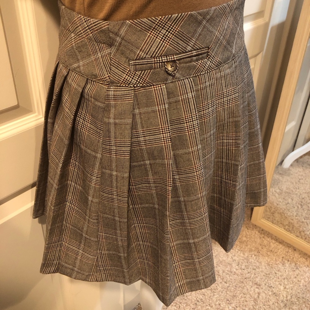 Zara Brown Plaid Pleated Skirt - Picture 4 of 5
